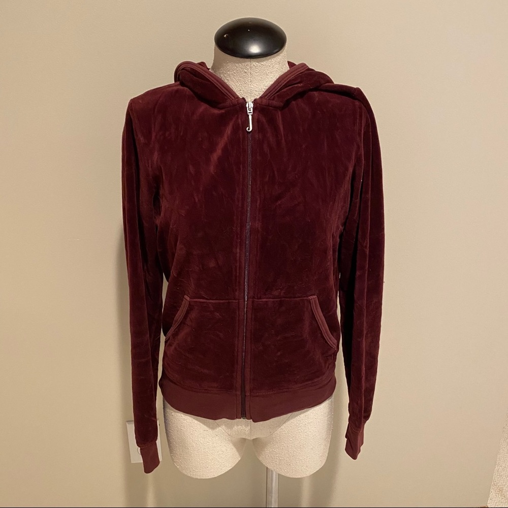 Juicy Couture Zip Front Velour Hoodie Sweatshirt